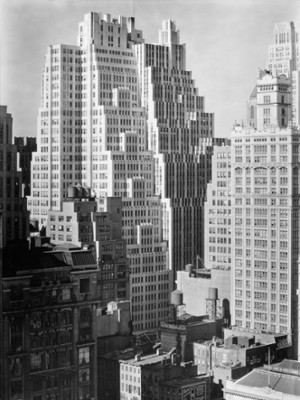 View of 40th St. from West 42nd St. - Classic Black & White Print In The Living Room