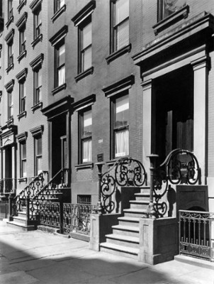 Facades on East Broadway - Classic Black & White Print In The Living Room