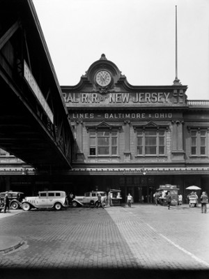 Ferry Terminal at Liberty and West Street - Classic Black & White Print In The Living Room