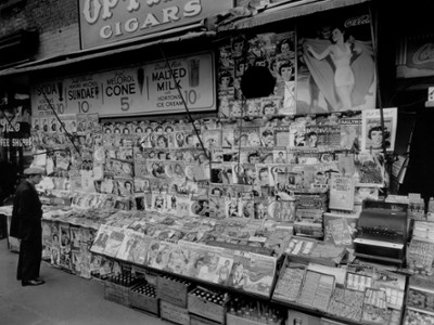 Newsstand at 32nd Street and Third Avenue - Classic Black & White Print In The Living Room