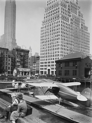 Downtown Skyport on East River - Classic Black & White Print