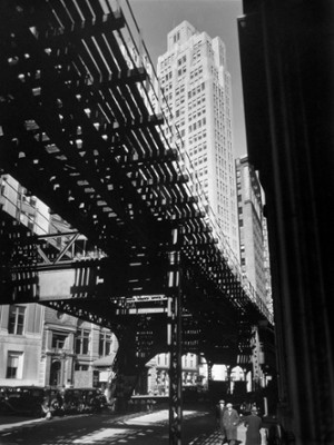 Elevated Train at Bowery and Deyer Streets - Classic Black & White Print On A Wall