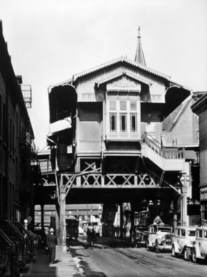 Elevated Train at Christopher and Greenwich Streets - Classic Black & White Print
