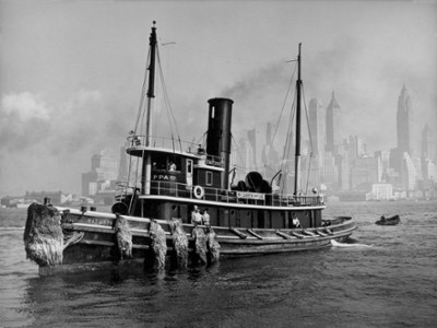 East River with Lower Manhattan in Background - Classic Black & White Print