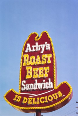Arby's Restaurant Sign on Manchester Boulevard in Inglewood, California - Classic Black & White Print On A Wall