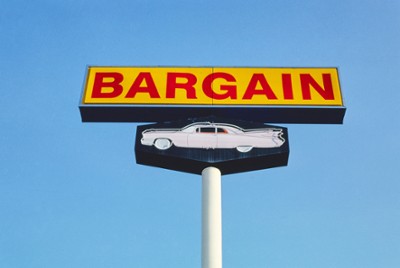Bargain Used Car Sign in West Palm Beach, Florida - Classic Black & White Print