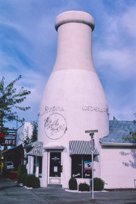 Benewah Dairy Milk Bottle on Post & Garland in Spokane, Washington - Classic Black & White Print In The Living Room