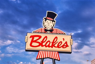 Blake's Burger Sign in Tucumcari, New Mexico - Classic Black & White Print On A Wall