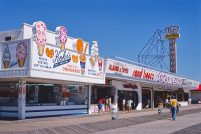 Boardwalk Stores in Seaside Heights, New Jersey - Classic Black & White Print
