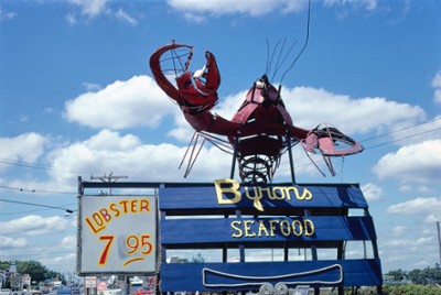 Byron's Seafood Restaurant Sign in Wareham, Massachusetts - Classic Black & White Print On A Wall