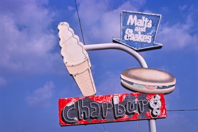 Charburg Ice Cream Sign on E. Main Street in Enid, Oklahoma