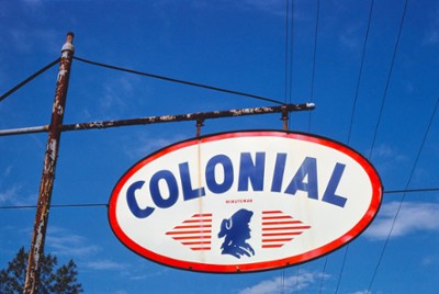 Colonial Gasoline Sign (Minuteman) on Route 17 in Waverly, Georgia - Classic Black & White Print In The Living Room