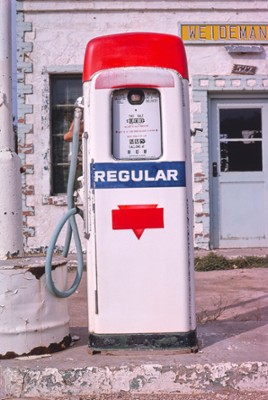 Conoco Gas Pump on Route 64 in Buffalo, Oklahoma - Classic Black & White Print