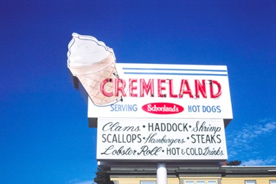 Creamland Ice Cream Sign in Manchester, New Hampshire - Classic Black & White Print On A Wall
