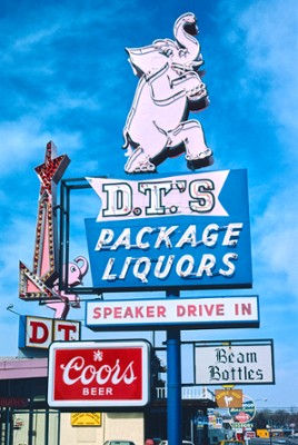 D.T.'s Liquor Sign in Cheyenne, Wyoming - Classic Black & White Print In The Living Room