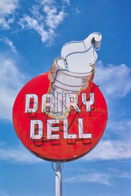 Dairy Dell Ice Cream Sign on Rt.30 in Nampa, Idaho - Classic Black & White Print On A Wall