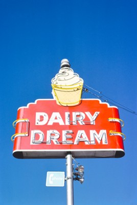 Dairy Dream Ice Cream Sign on Rt. 90 in Ocean Springs, Mississippi - Classic Black & White Print