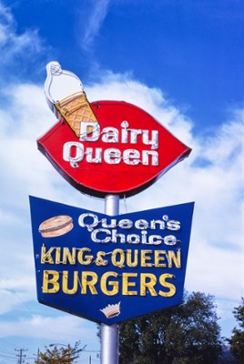 Dairy Queen Ice Cream Sign on Rt. 50 in Dodge City, Kansas - Classic Black & White Print
