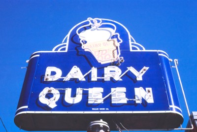 Dairy Queen Ice Cream Sign on Rt. 66 in Sapulpa, Oklahoma - Classic Black & White Print