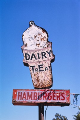 Dairy Treat Ice Cream Sign on Rt. 54 in Minneola, Kansas - Classic Black & White Print On A Wall