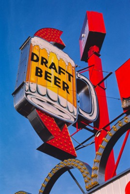 Draft Beer Sign in Seaside Heights, New Jersey - Classic Black & White Print In The Living Room