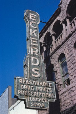 Eckerds Drug Sign on Main Street in Columbia, South Carolina - Classic Black & White Print