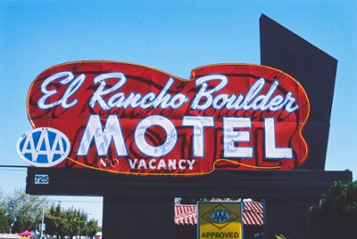 El Rancho Motel Sign in Boulder City, Nevada - Classic Black & White Print