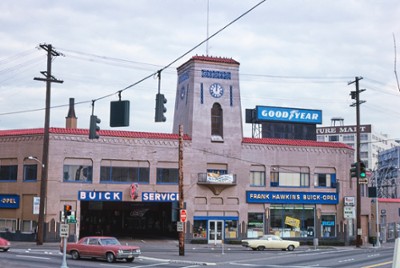 Frank Hawkins Buick Opel on Bell & 9th Avenue in Seattle, Washington - Classic Black & White Print On A Wall