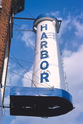 Harbor Inn Sign in Buffalo, New York - Classic Black & White Print On A Wall
