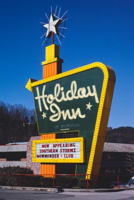 Holiday Inn Sign in Gatlinburg, Tennessee - Classic Black & White Print