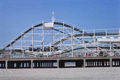Hunt's Pier Roller Coaster in Wildwood, New Jersey - Classic Black & White Print In The Living Room