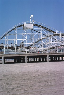 Hunt's Pier Roller Coaster in Wildwood, New Jersey - Classic Black & White Print In The Living Room