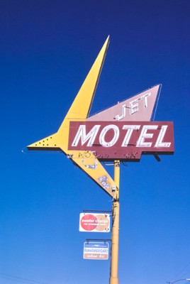 Jet Motel Sign on B-90 in Moses Lake, Washington - Classic Black & White Print On A Wall