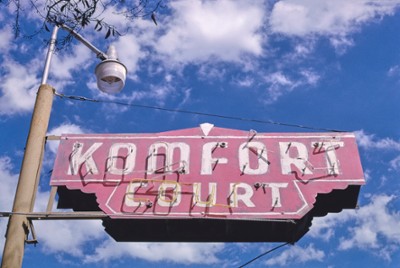 Komfort Court Sign in King City, California - Classic Black & White Print In The Living Room
