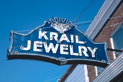 Krail Jewelry Sign in Fon Du Lac, Wisconsin - Classic Black & White Print On A Wall