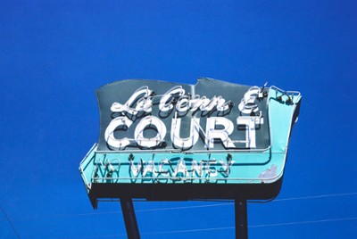 La Corn E Court Sign on Route 148 in Corning, Iowa - Classic Black & White Print On A Wall