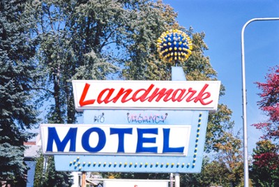 Landmark Motel Sign in Clintonville, Wisconsin