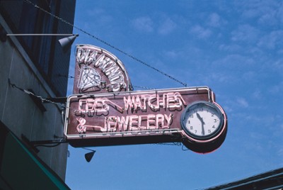 Lee's Watches & Jewelry Sign on Main & Mulberry Streets in Kokomo, Indiana