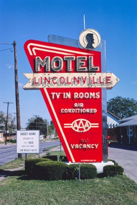 Lincolnville Motel Sign in Burlington, Iowa - Classic Black & White Print On A Wall