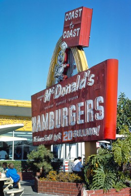McDonald's Restaurant Sign on Route 66 in Azusa, California - Classic Black & White Print