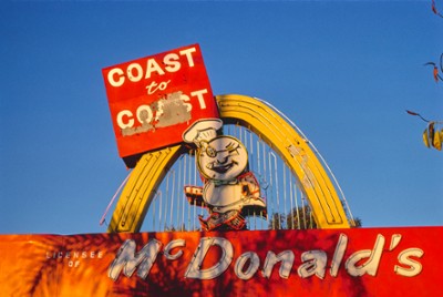 McDonald's Restaurant Sign, Detail Two on Route 66 in Azusa, California - Classic Black & White Print On A Wall