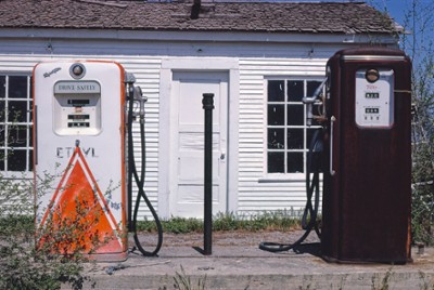 Penn Oil Gas Pumps on Route 6 in Salem, Utah - Classic Black & White Print On A Wall