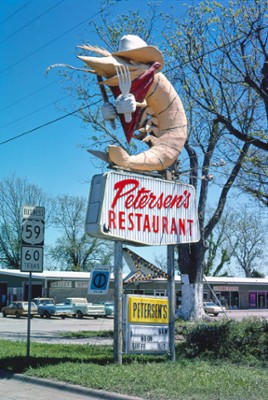 Peterson's Restaurant Sign in Wharton, Texas - Classic Black & White Print
