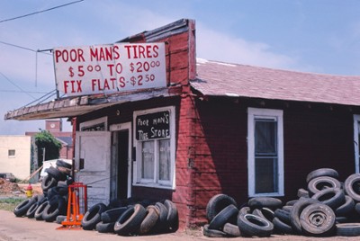 Poor Man's Tires on Greenwood Road in Shreveport, Louisiana - Classic Black & White Print