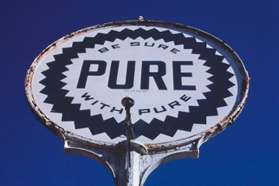 Pure Gasoline Sign on Route 73 in Townsend, Tennessee - Classic Black & White Print