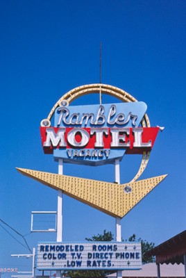 Rambler Motel Sign on Route 66 in Shamrock, Texas