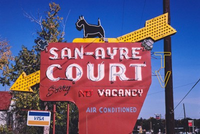 San-Ayre Court Sign in Colorado Springs, Colorado - Classic Black & White Print In The Living Room
