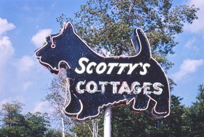 Scotty's Cottages Sign in Au Sable, Michigan