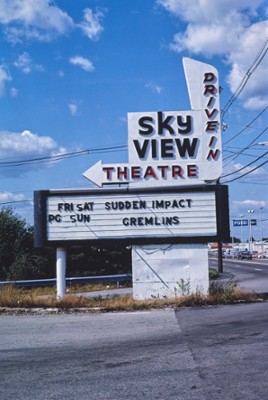 Skyview Drive-In on Route 28 in Brockton, Massachusetts - Classic Black & White Print