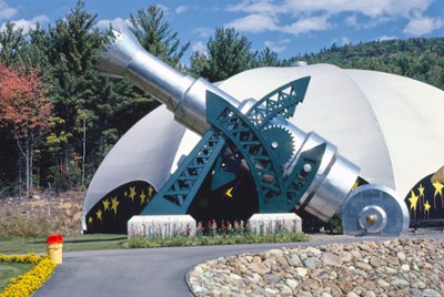 Space Fantasy Facade and Rocket, Storyland on Route 16 in Glen, New Hampshire - Classic Black & White Print